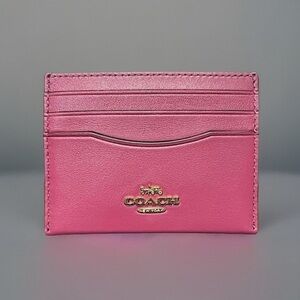 NWT! COACH Slim Id Card Case Pink Calf Leather Gold Hardware AUTHENTIC CAA88